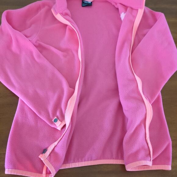 The North Face Jacket Girl's Large Pink Fleece Full Zip &  Pockets Mock Neck EUC - Picture 5 of 8